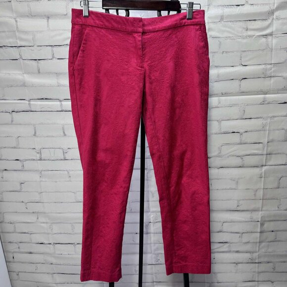 Tommy Hilfiger Red Jacquard Velvet-Like Trousers Size 6 | Textured Dress Pants - Picture 1 of 10